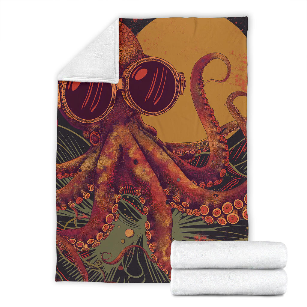 Octopus Blanket, Trippy Psychedelics Octopus Fleece Blanket, Octopus Throw Blanket, Octopus Gifts