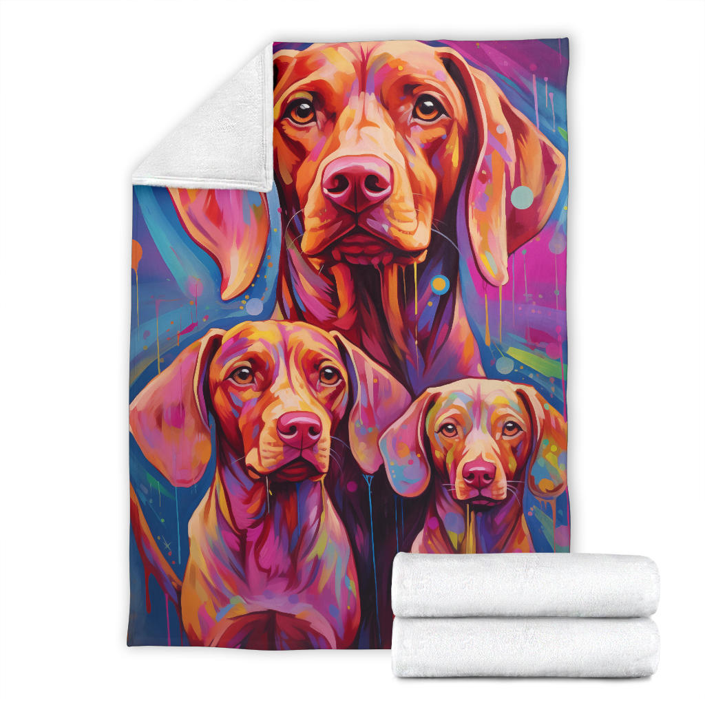 Vizsla Blanket, Trippy Psychedelics Vizsla Fleece Blanket, Vizsla Throw Blanket, Vizsla Gifts