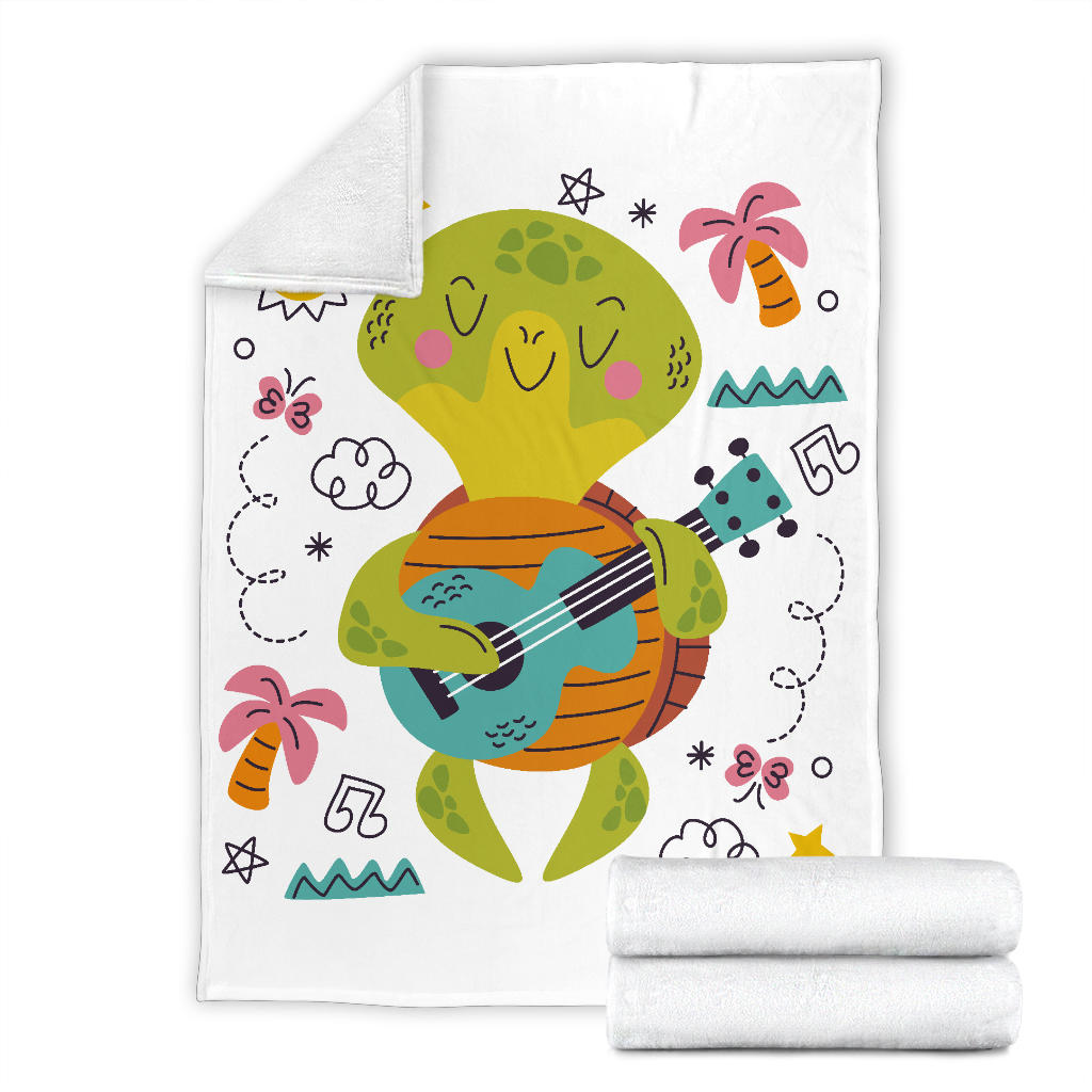 Turtle Playing Guitar Blanket