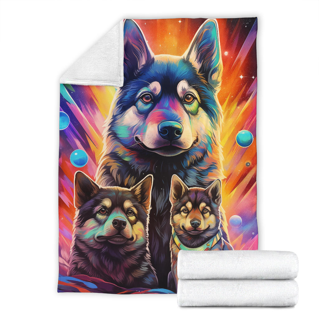 Norwegian Elkhound Blanket, Trippy Psychedelics Norwegian Elkhound Fleece Blanket, Norwegian Elkhound Throw Blanket, Norwegian Elkhound Gifts