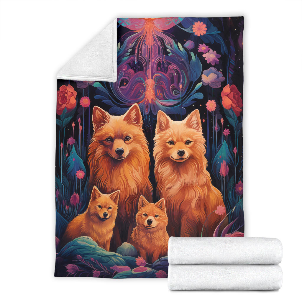 Finnish Spitz Blanket, Trippy Psychedelics Finnish Spitz Fleece Blanket, Finnish Spitz Throw Blanket, Finnish Spitz Gifts