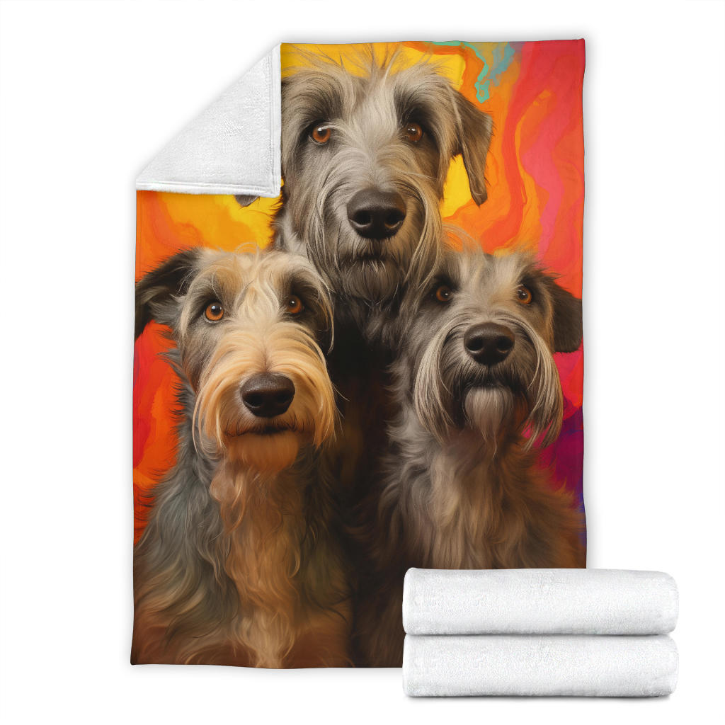 Irish Wolfhound Blanket, Trippy Psychedelics Irish Wolfhound Fleece Blanket, Irish Wolfhound Throw Blanket, Irish Wolfhound Gifts