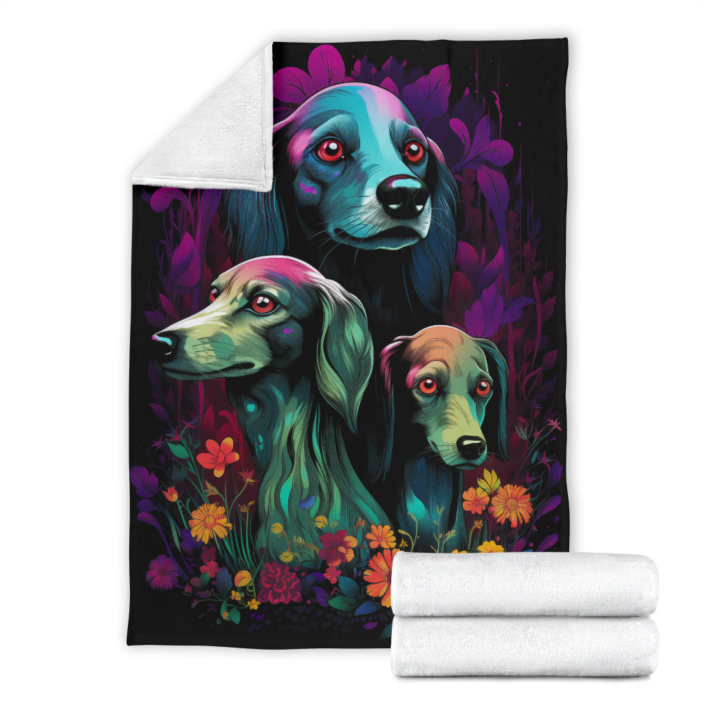 Saluki Blanket, Trippy Psychedelics Saluki Fleece Blanket, Saluki Throw Blanket, Saluki Gifts