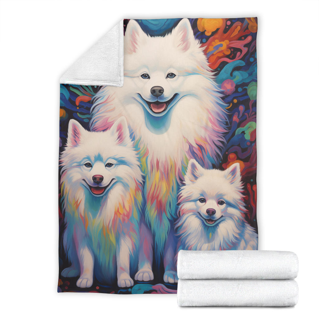 Samoyed Blanket, Trippy Psychedelics Samoyed Fleece Blanket, Samoyed Throw Blanket, Samoyed Gifts