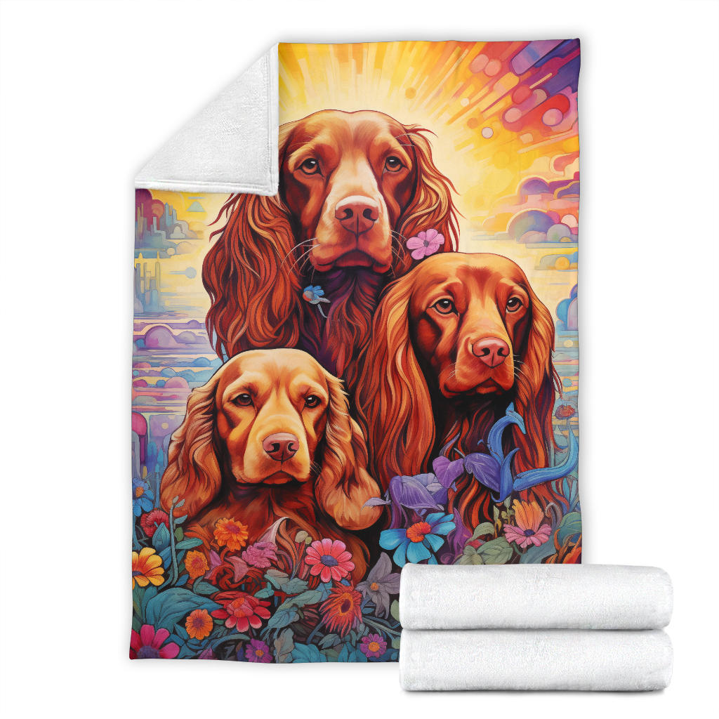 Sussex Spaniel Blanket, Trippy Psychedelics Sussex Spaniel Fleece Blanket, Sussex Spaniel Throw Blanket, Sussex Spaniel Gifts