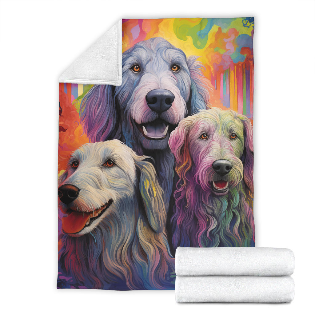 Irish Wolfhound Blanket, Trippy Psychedelics Irish Wolfhound Fleece Blanket, Irish Wolfhound Throw Blanket, Irish Wolfhound Gifts