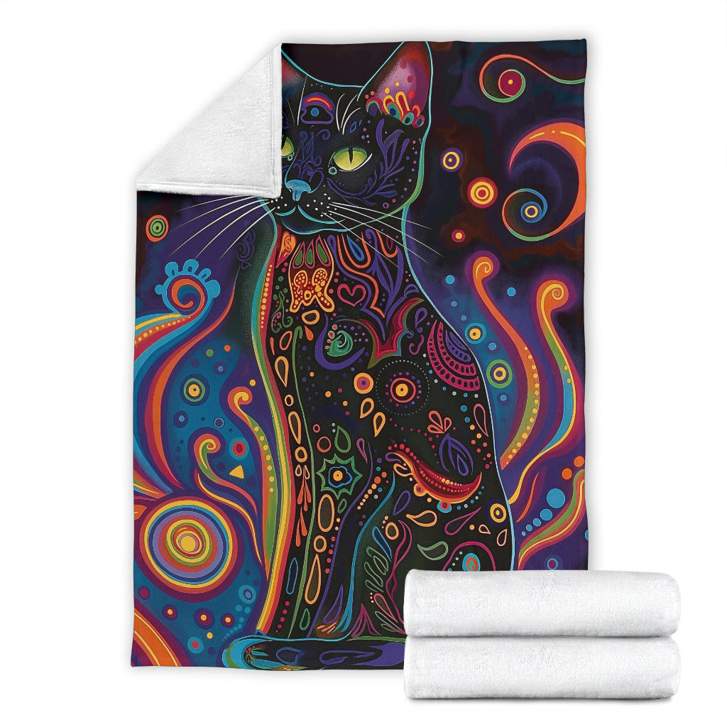 Bombay cat Blanket, Trippy Psychedelics Bombay cat Fleece Blanket, Bombay cat Throw Blanket, Bombay cat Gifts