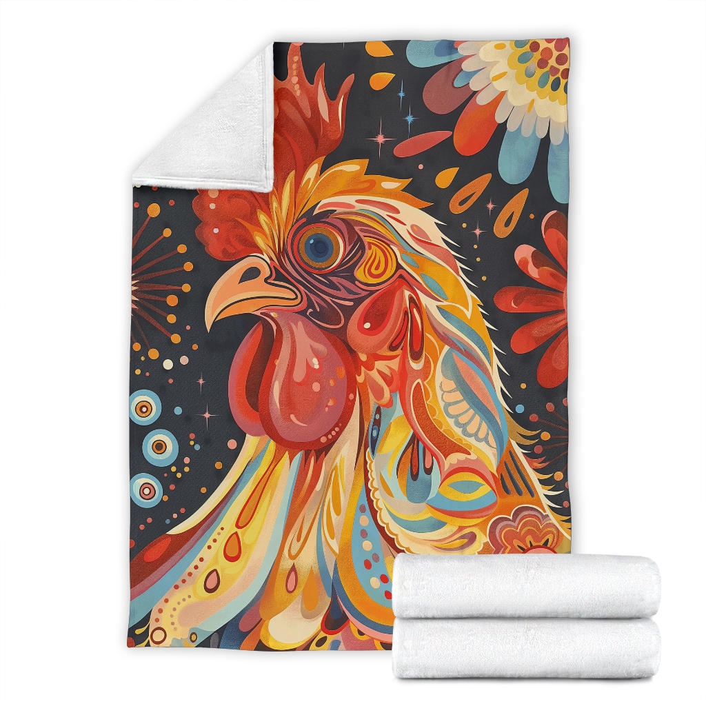 Chicken Blanket, Trippy Psychedelics Chicken Fleece Blanket, Chicken Throw Blanket, Chicken Gifts