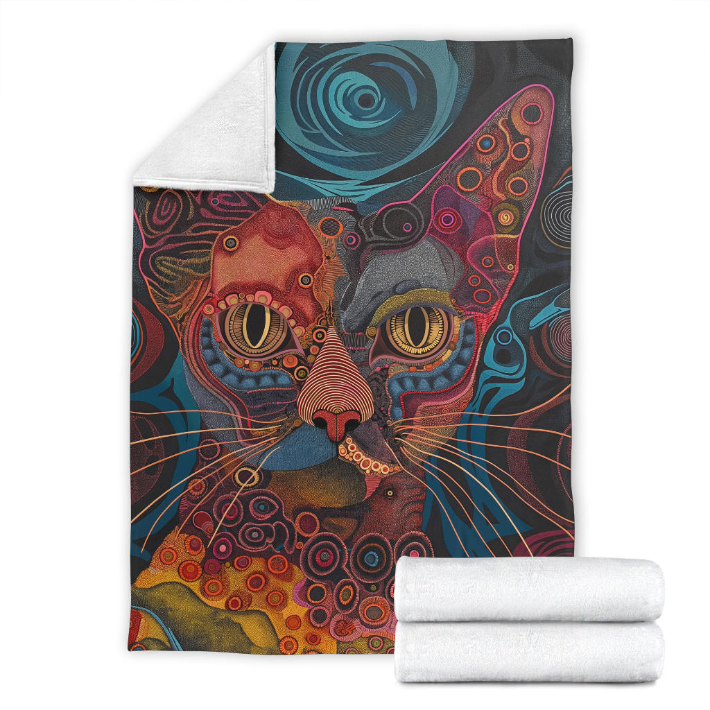 LaPerm cat Blanket, Trippy Psychedelics LaPerm cat Fleece Blanket, LaPerm cat Throw Blanket, LaPerm cat Gifts