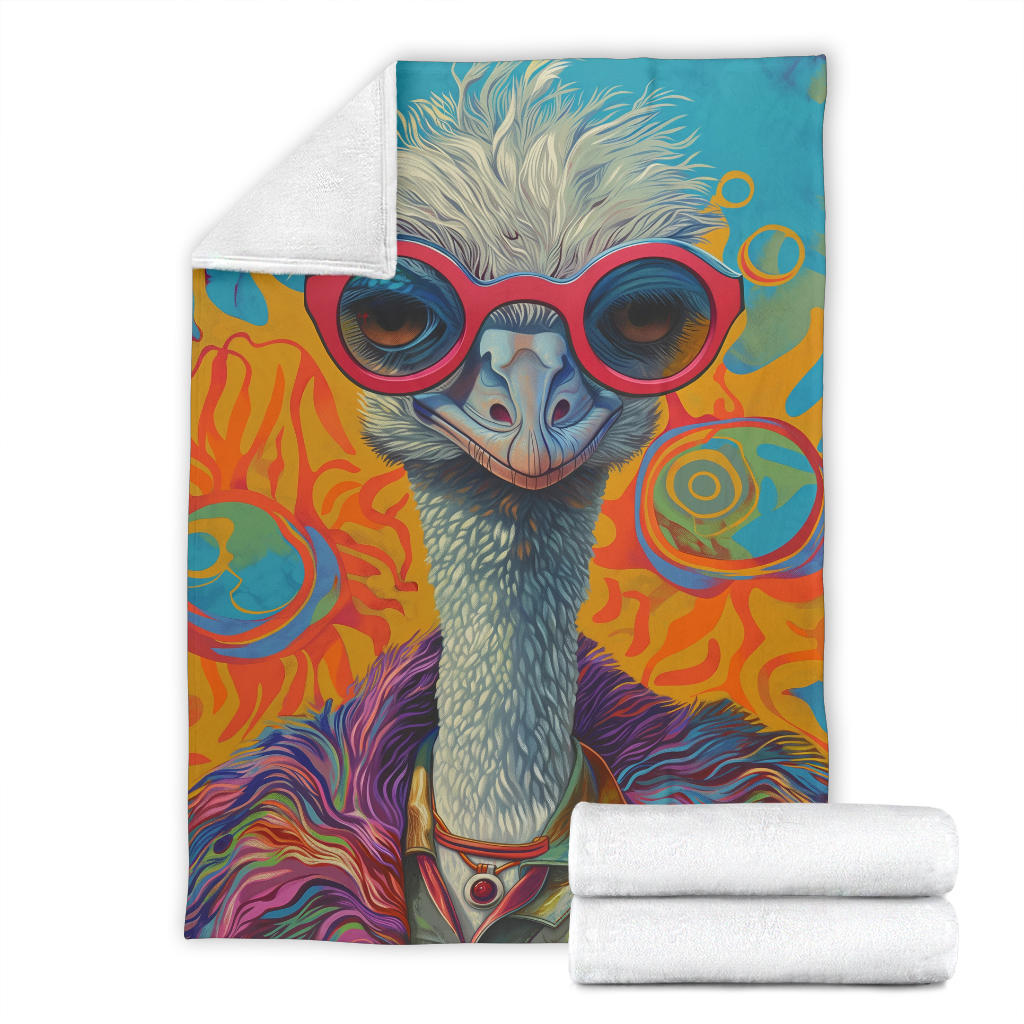 Emu Blanket, Trippy Psychedelics Emu Fleece Blanket, Emu Throw Blanket, Emu Gifts