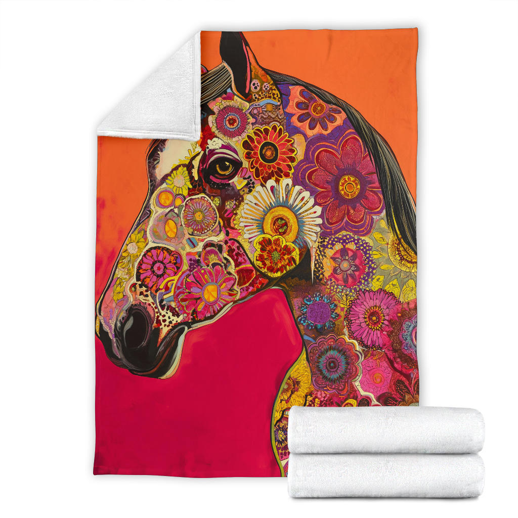 Horse Blanket, Trippy Psychedelics Horse Fleece Blanket, Horse Throw Blanket, Horse Gifts