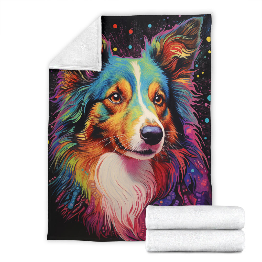 Shetland Sheepdog Blanket, Shetland Sheepdog Fleece Blanket, Shetland Sheepdog Trippy Psychedelics Throw Blanket, Shetland Sheepdog Gifts