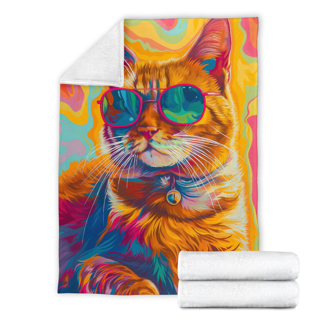 American Bobtail cat Blanket, Trippy Psychedelics American Bobtail cat Fleece Blanket, American Bobtail cat Throw Blanket, American Bobtail cat Gifts