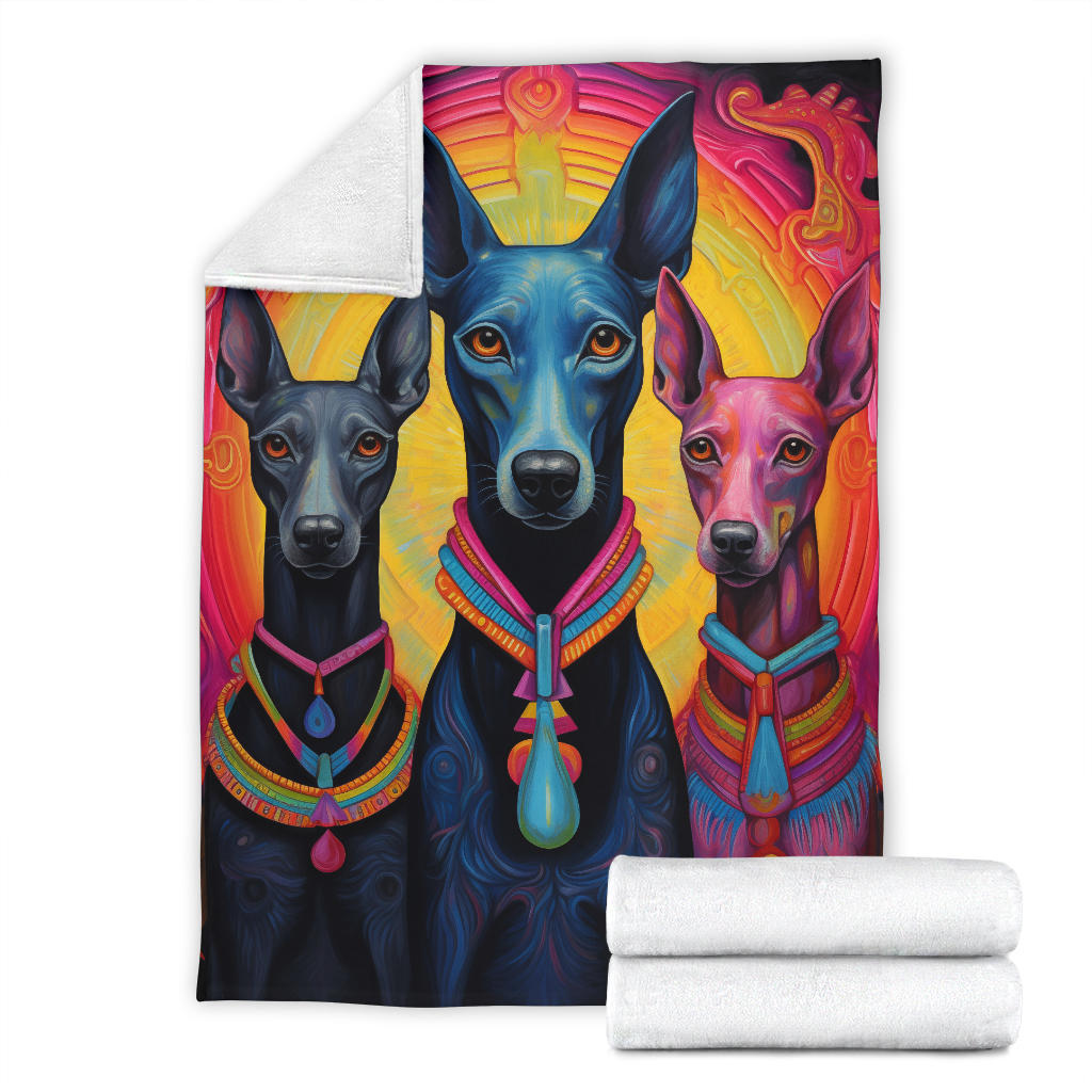 Xoloitzcuintli Blanket, Trippy Psychedelics Xoloitzcuintli Fleece Blanket, Xoloitzcuintli Throw Blanket, Xoloitzcuintli Gifts