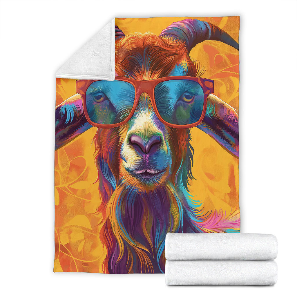 Goat Blanket, Trippy Psychedelics Goat Fleece Blanket, Goat Throw Blanket, Goat Gifts