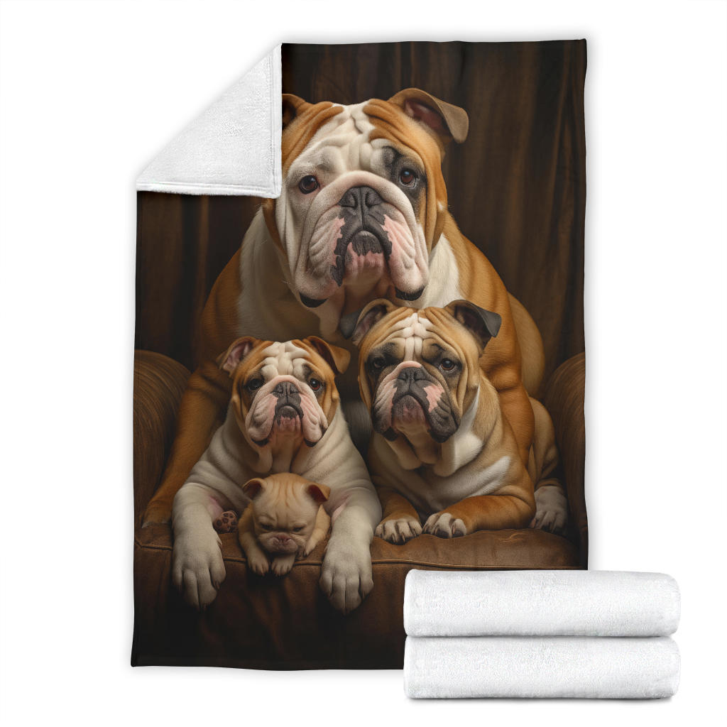 Bulldog Family Blanket, Bulldog Gifts, Bulldog Blanket, Bulldog Throw Blanket