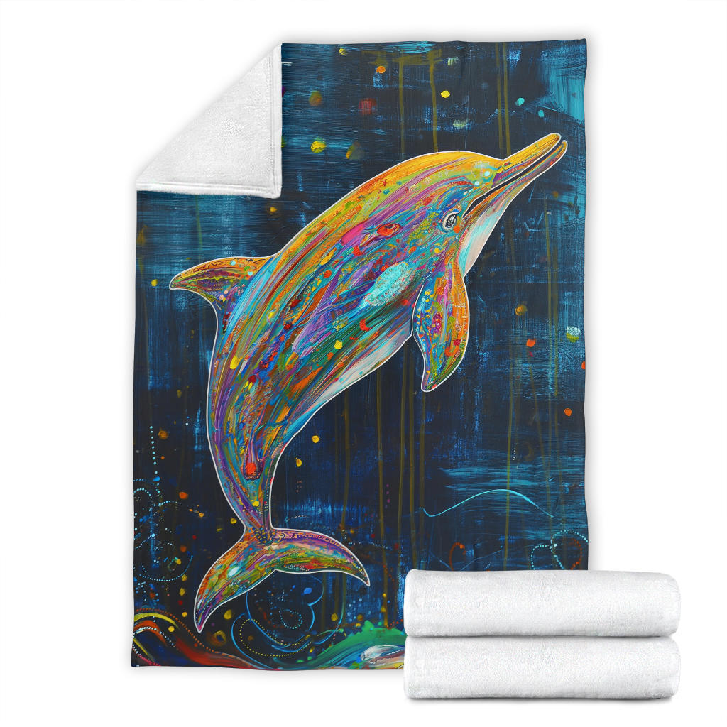 Dolphin Blanket, Trippy Psychedelics Dolphin Fleece Blanket, Dolphin Throw Blanket, Dolphin Gifts