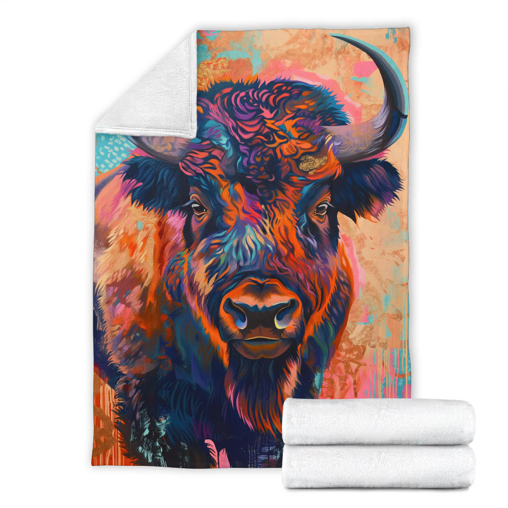 Buffalo Blanket, Trippy Psychedelics Buffalo Fleece Blanket, Buffalo Throw Blanket, Buffalo Gifts