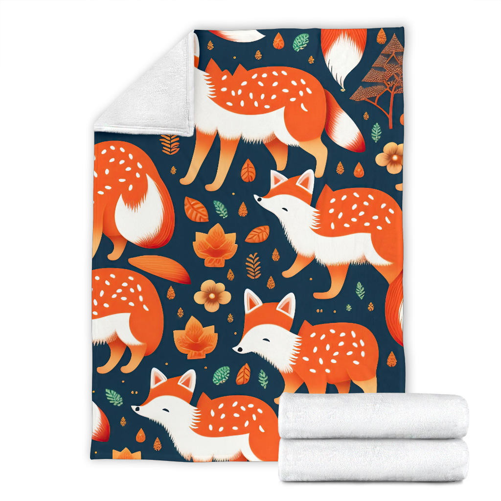 Fox Blanket, Forest Fox Fleece Blanket