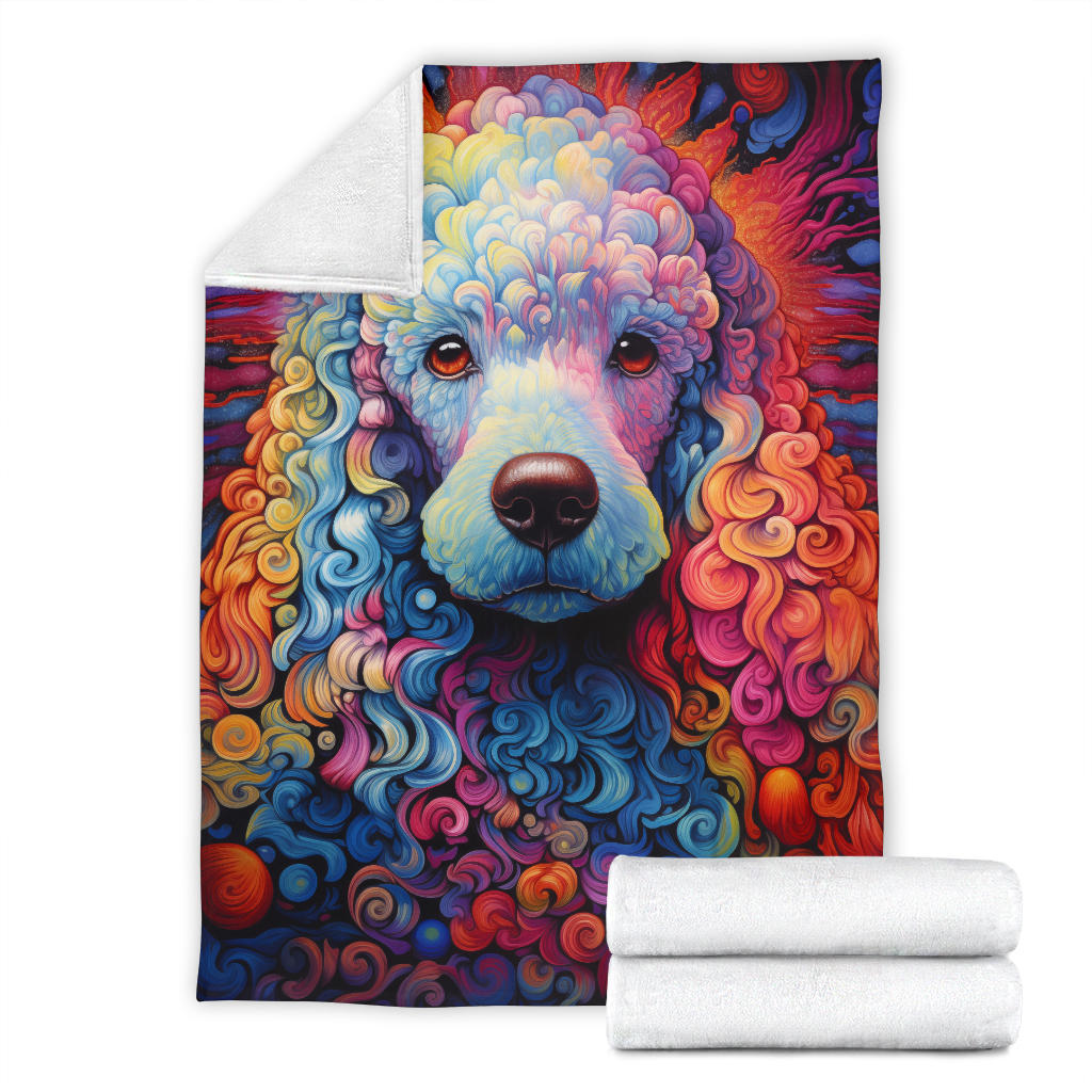 Trippy Psychedelics Poodle Blanket, Poodle Throw Blanket, Poodle Fleece Blanket, Poodle Gifts