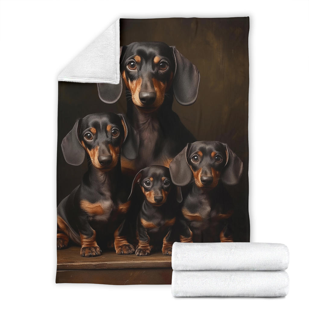 Dachshund Family Blanket, Dachshund Fleece Blanket, Dachshund Gifts, Dachshund Throw Blanket