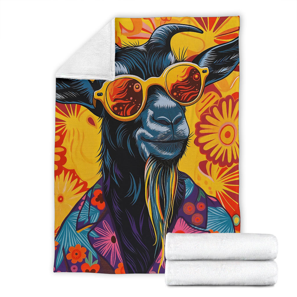 Goat Blanket, Trippy Psychedelics Goat Fleece Blanket, Goat Throw Blanket, Goat Gifts