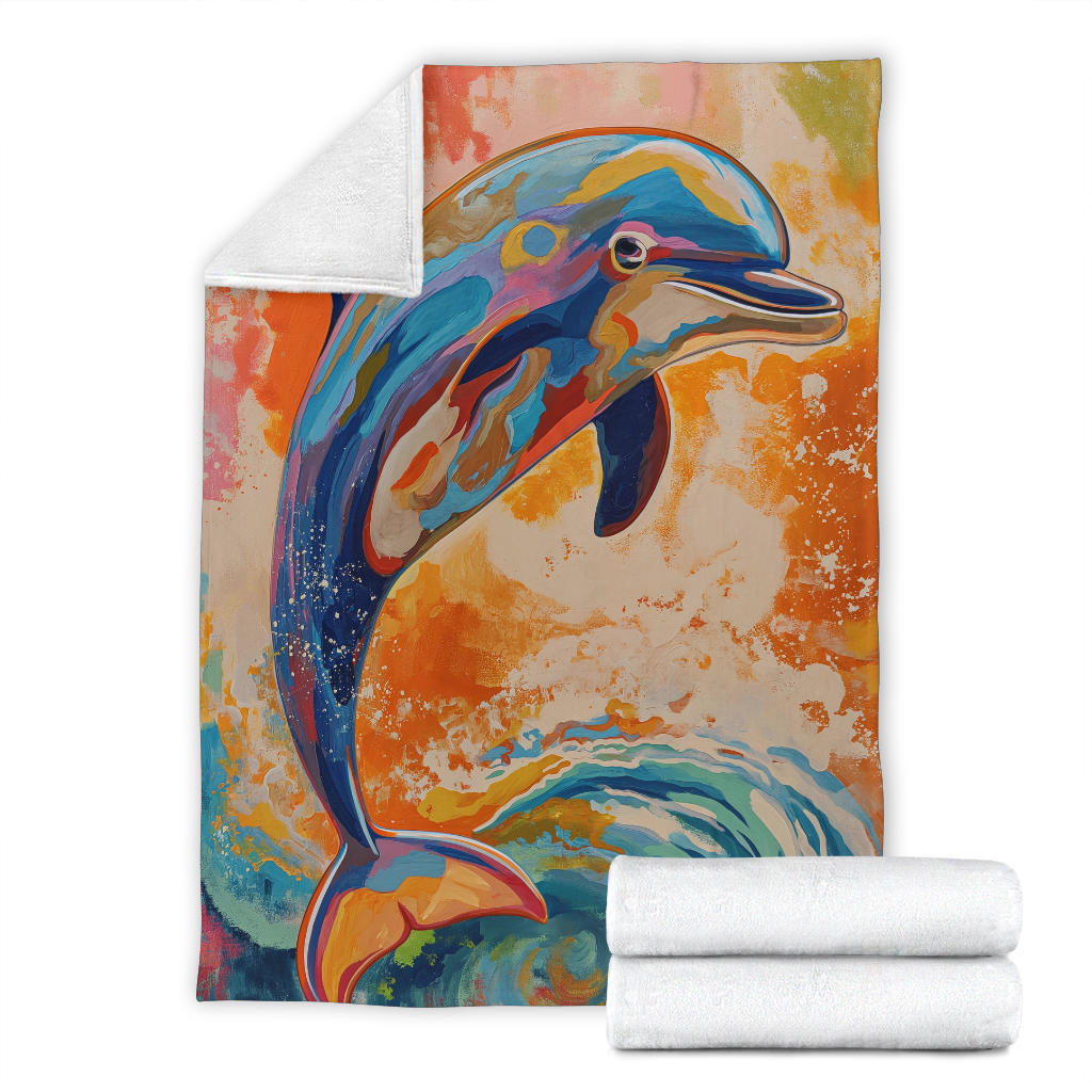 Dolphin Blanket, Trippy Psychedelics Dolphin Fleece Blanket, Dolphin Throw Blanket, Dolphin Gifts