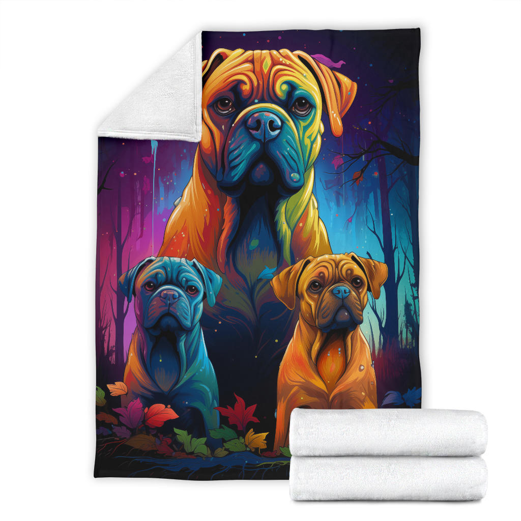 Bullmastiff Blanket, Trippy Psychedelics Bullmastiff Fleece Blanket, Bullmastiff Throw Blanket, Bullmastiff Gifts