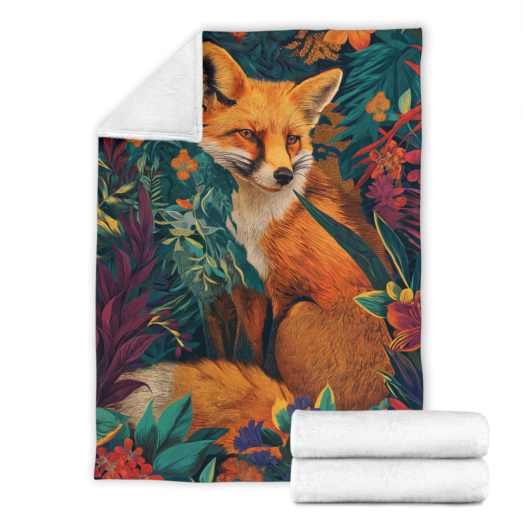 Fox Blanket, Trippy Psychedelics Fox Fleece Blanket, Fox Throw Blanket, Fox Gifts