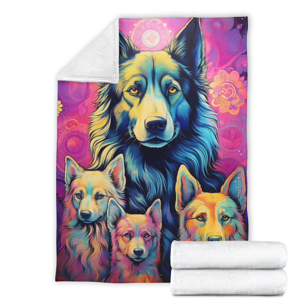 Belgian Tervuren Blanket, Trippy Psychedelics Belgian Tervuren Fleece Blanket, Belgian Tervuren Throw Blanket, Belgian Tervuren Gifts