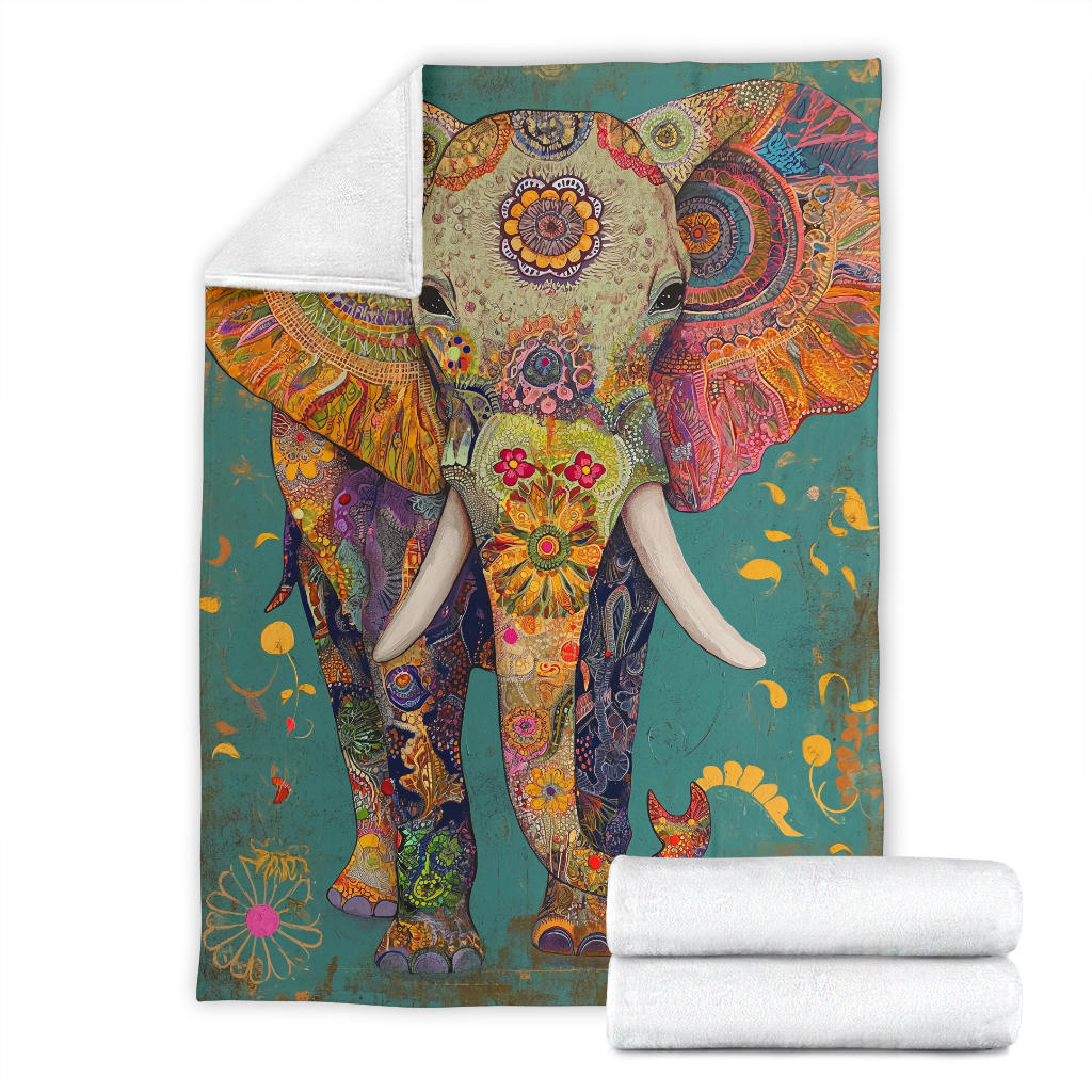 Elephant Blanket, Trippy Psychedelics Elephant Fleece Blanket, Elephant Throw Blanket, Elephant Gifts