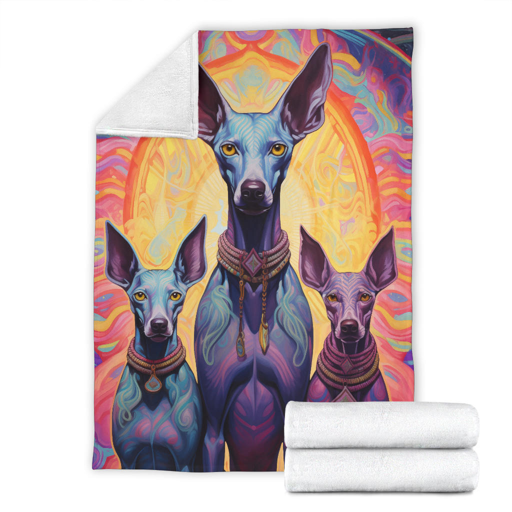 Xoloitzcuintli Blanket, Trippy Psychedelics Xoloitzcuintli Fleece Blanket, Xoloitzcuintli Throw Blanket, Xoloitzcuintli Gifts