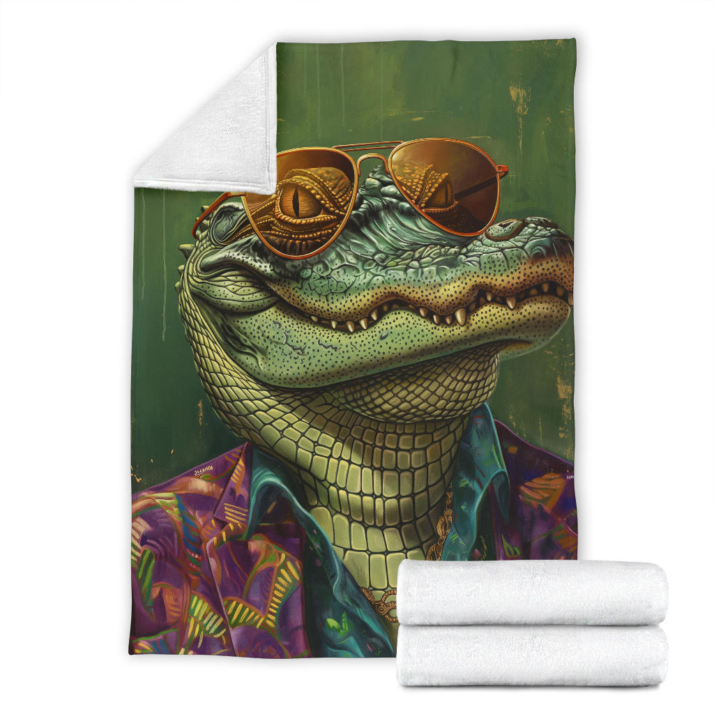 Alligator Blanket, Trippy Psychedelics Alligator Fleece Blanket, Alligator Throw Blanket, Alligator Gifts