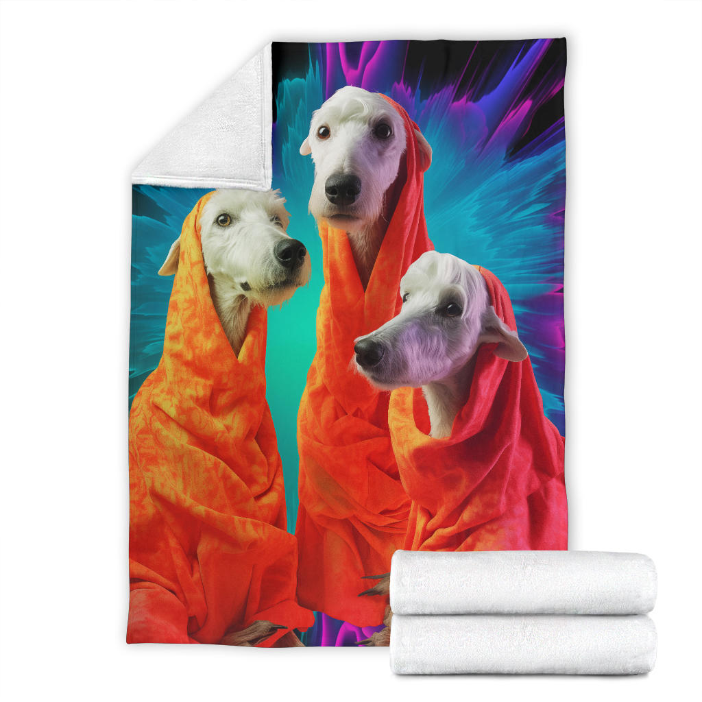 Bedlington Terrier Blanket, Trippy Psychedelics Bedlington Terrier Fleece Blanket, Bedlington Terrier Throw Blanket, Bedlington Terrier Gifts