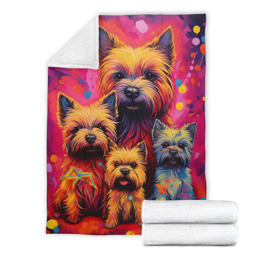 Cairn Terrier Blanket, Trippy Psychedelics Cairn Terrier Fleece Blanket, Cairn Terrier Throw Blanket, Cairn Terrier Gifts