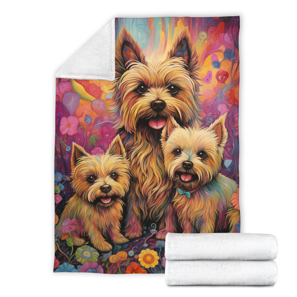 Cairn Terrier Blanket, Trippy Psychedelics Cairn Terrier Fleece Blanket, Cairn Terrier Throw Blanket, Cairn Terrier Gifts