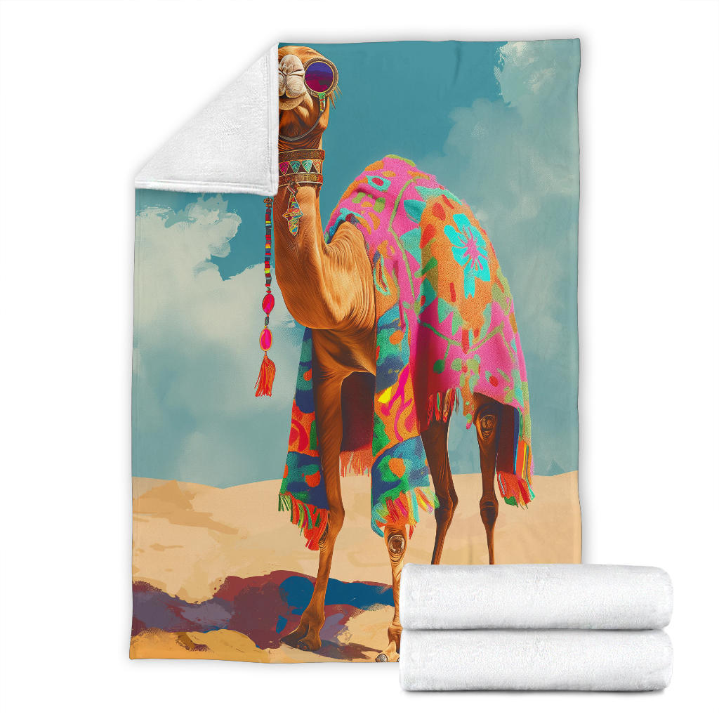 Camel Blanket, Trippy Psychedelics Camel Fleece Blanket, Camel Throw Blanket, Camel Gifts