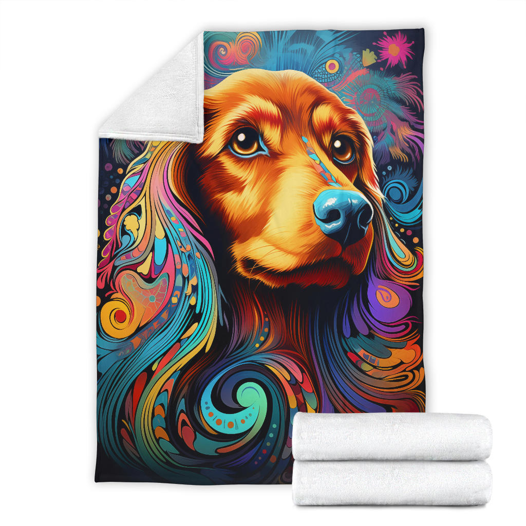 Trippy Psychedelics Dachshund Blanket, Dachshund Throw Blanket, Dachshund Fleece Blanket, Dachshund Gifts