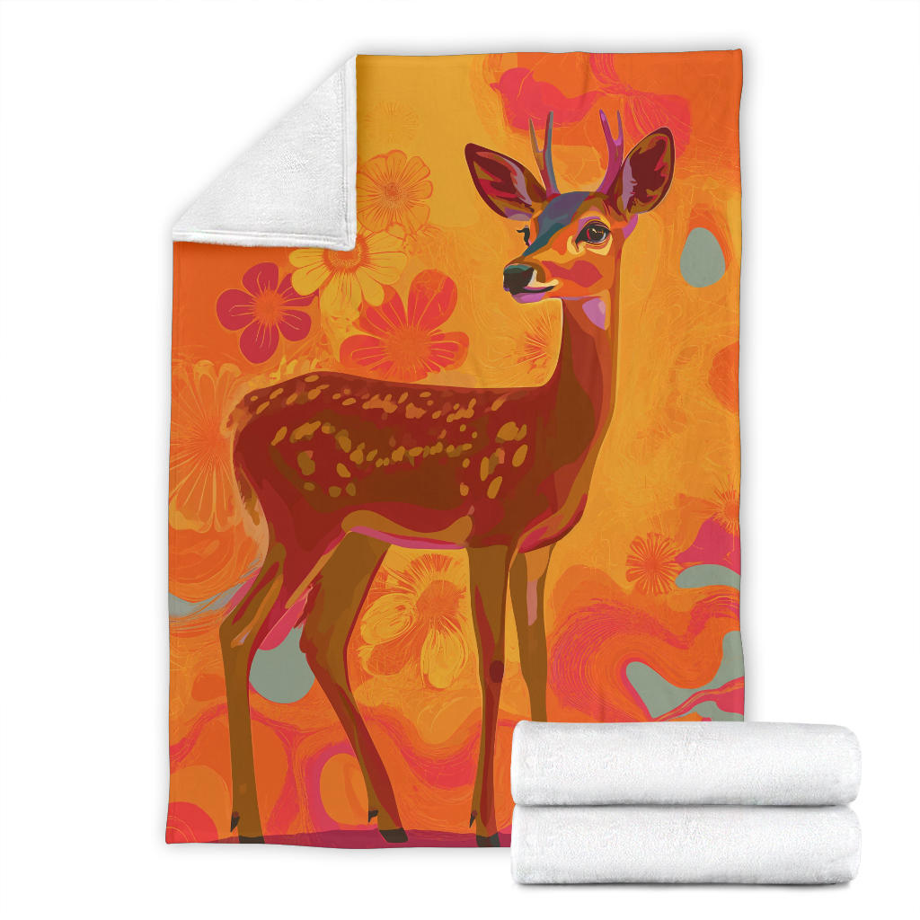 Deer Blanket, Trippy Psychedelics Deer Fleece Blanket, Deer Throw Blanket, Deer Gifts