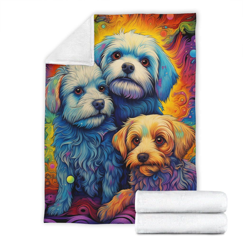 Dandie Dinmont Terrier  Blanket, Trippy Psychedelics Dandie Dinmont Terrier Fleece Blanket, Dandie Dinmont Terrier Throw Blanket, Dandie Dinmont Terrier Gifts