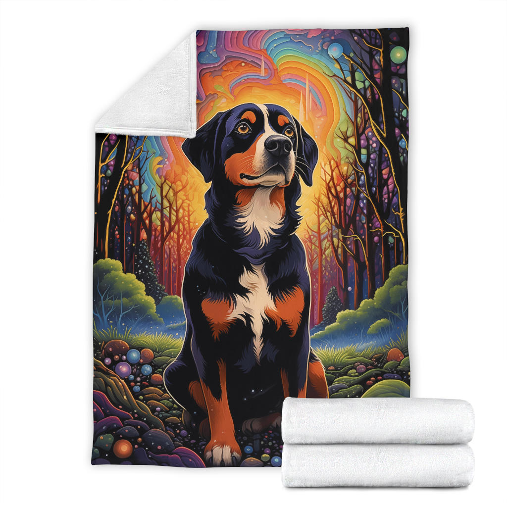 Entlebucher Mountain Blanket, Trippy Psychedelics Entlebucher Mountain Fleece Blanket, Entlebucher Mountain Throw Blanket, Entlebucher Mountain Gifts