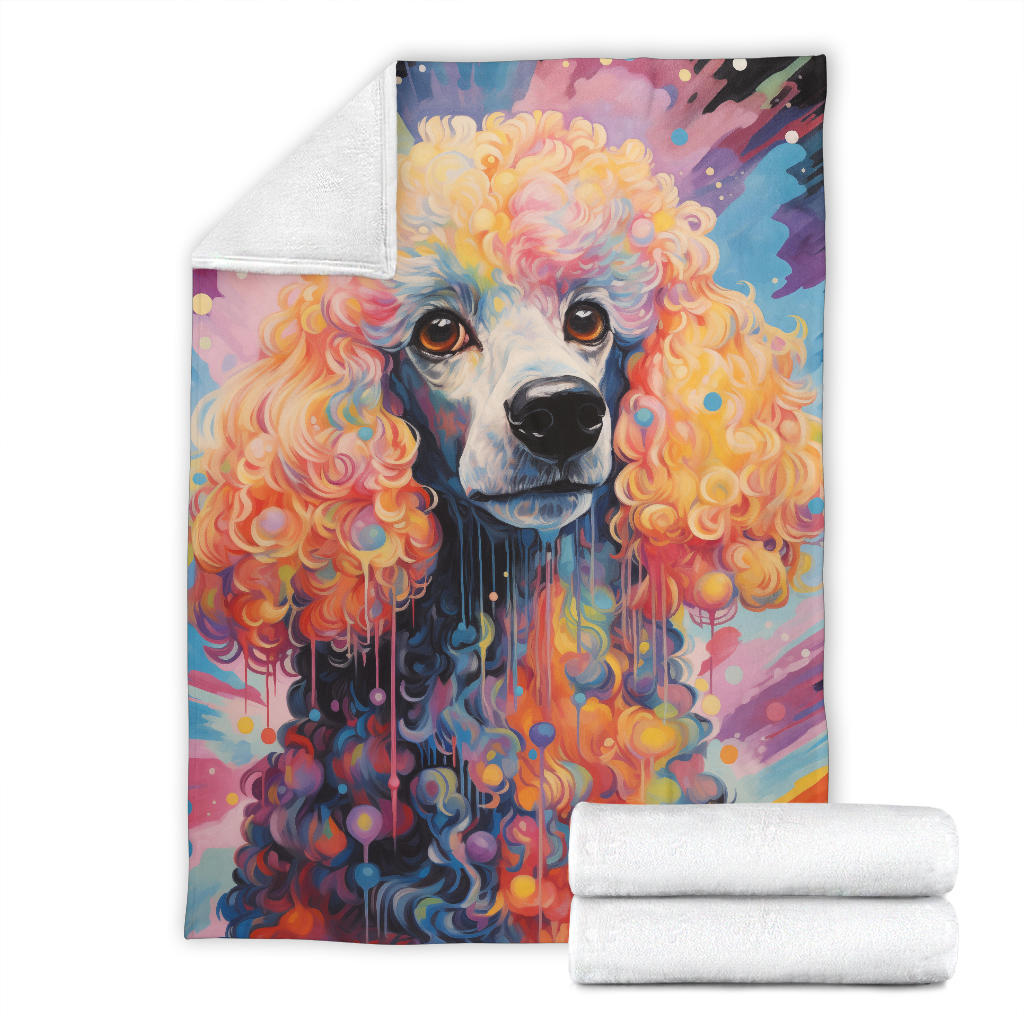 Trippy Psychedelics Poodle Blanket, Poodle Throw Blanket, Poodle Fleece Blanket, Poodle Gifts