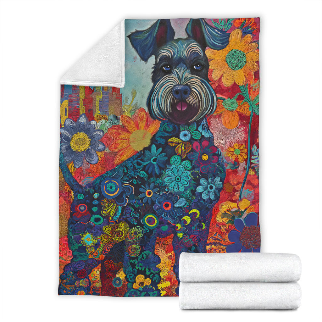 Kerry Blue Terrier Blanket, Trippy Psychedelics Kerry Blue Terrier Fleece Blanket, Kerry Blue Terrier Throw Blanket, Kerry Blue Terrier Gifts