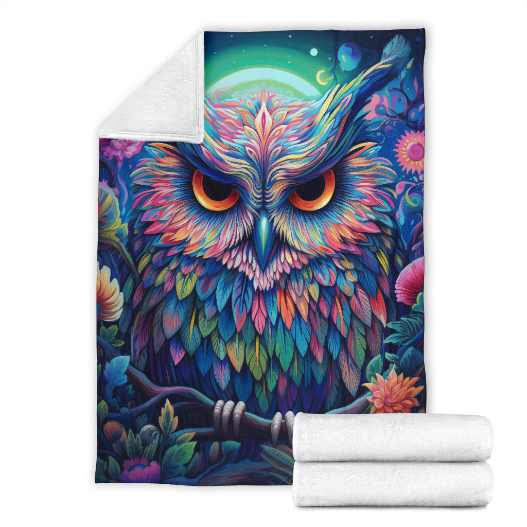 Trippy Psychedelics Owl Blanket