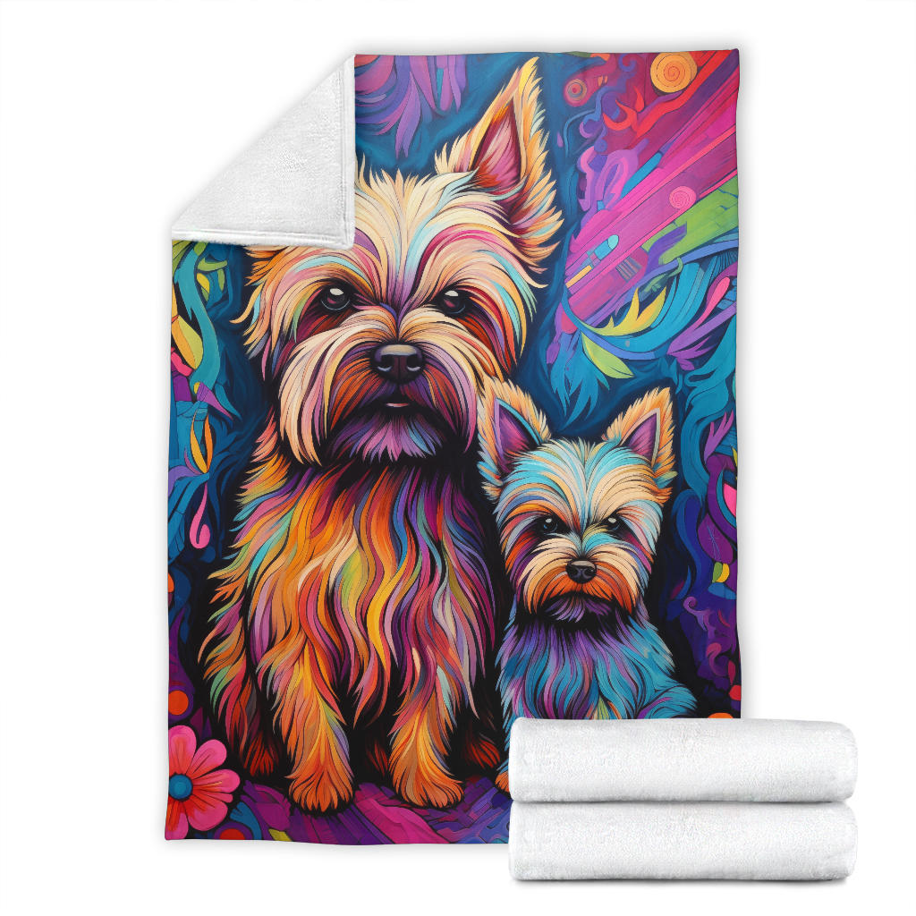 Cairn Terrier Blanket, Trippy Psychedelics Cairn Terrier Fleece Blanket, Cairn Terrier Throw Blanket, Cairn Terrier Gifts