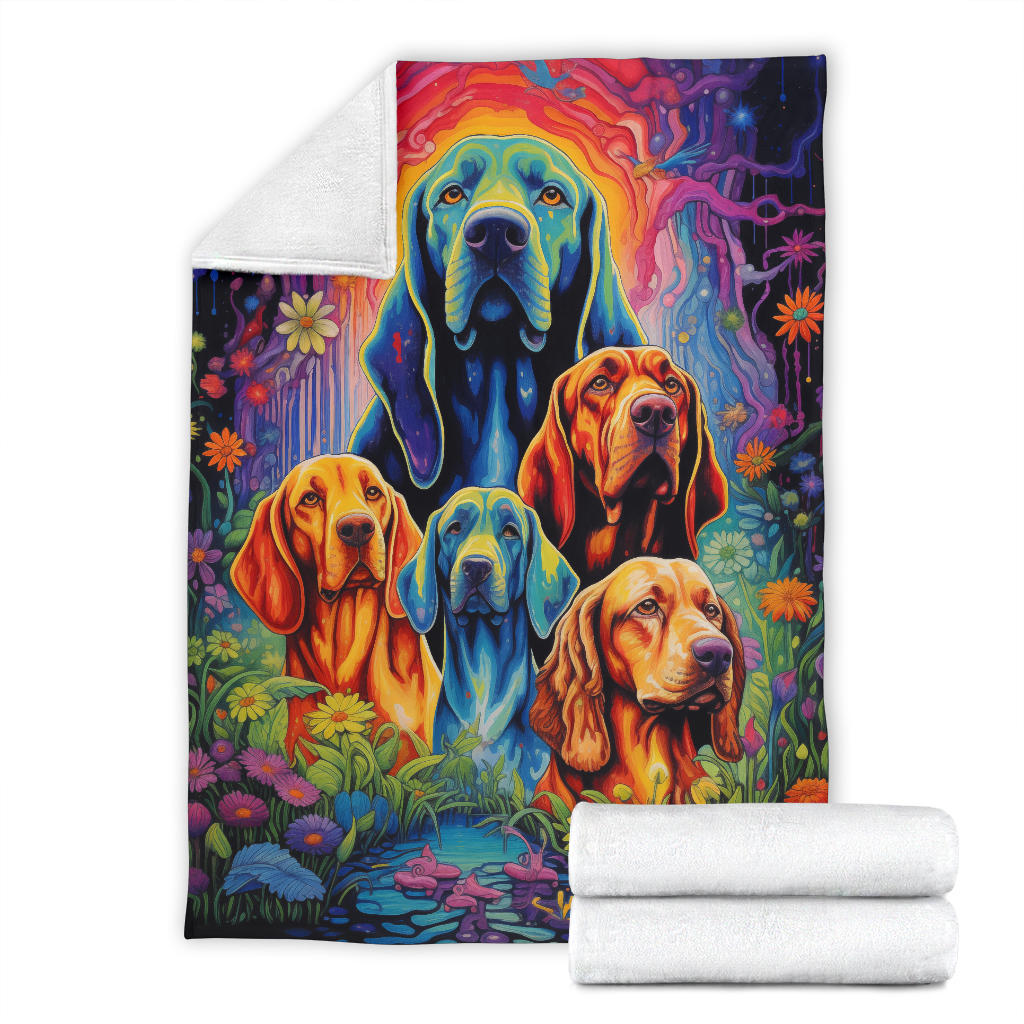 Bloodhound Blanket, Trippy Psychedelics Bloodhound Fleece Blanket, Bloodhound Throw Blanket, Bloodhound Gifts