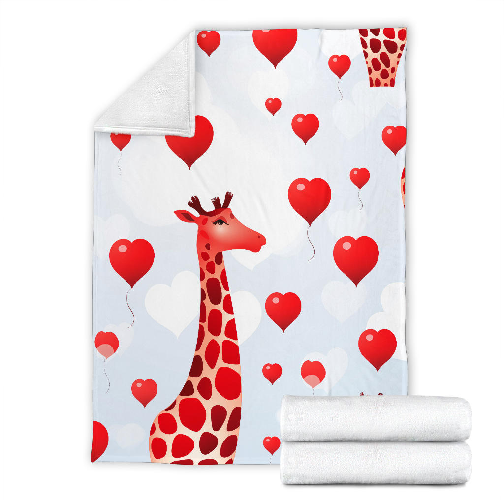 Giraffe Hearts Blanket, Giraffe Throw Blanket, Giraffe Fleece Blanket