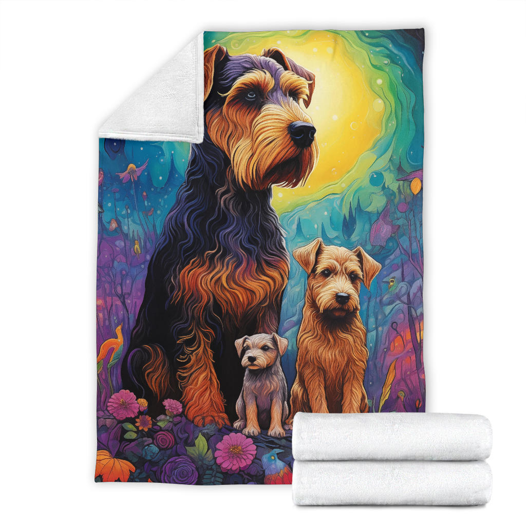 Welsh Terrier Blanket, Trippy Psychedelics Welsh Terrier Fleece Blanket, Welsh Terrier Throw Blanket, Welsh Terrier Gifts