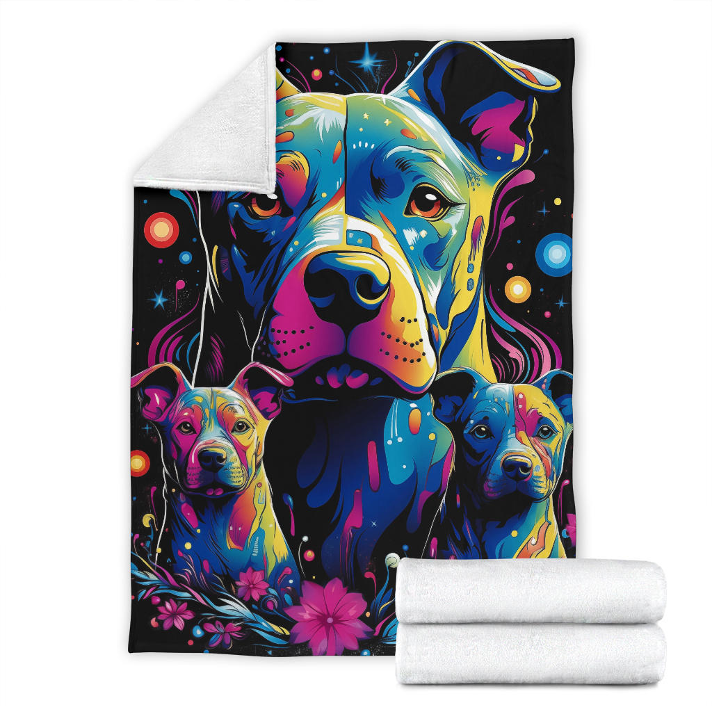 American Pit Bull Blanket, Trippy Psychedelics American Pit Bull Fleece Blanket, American Pit Bull Throw Blanket, American Pit Bull Gifts