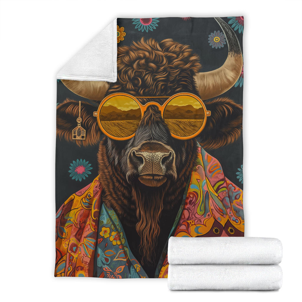 Buffalo Blanket, Trippy Psychedelics Buffalo Fleece Blanket, Buffalo Throw Blanket, Buffalo Gifts